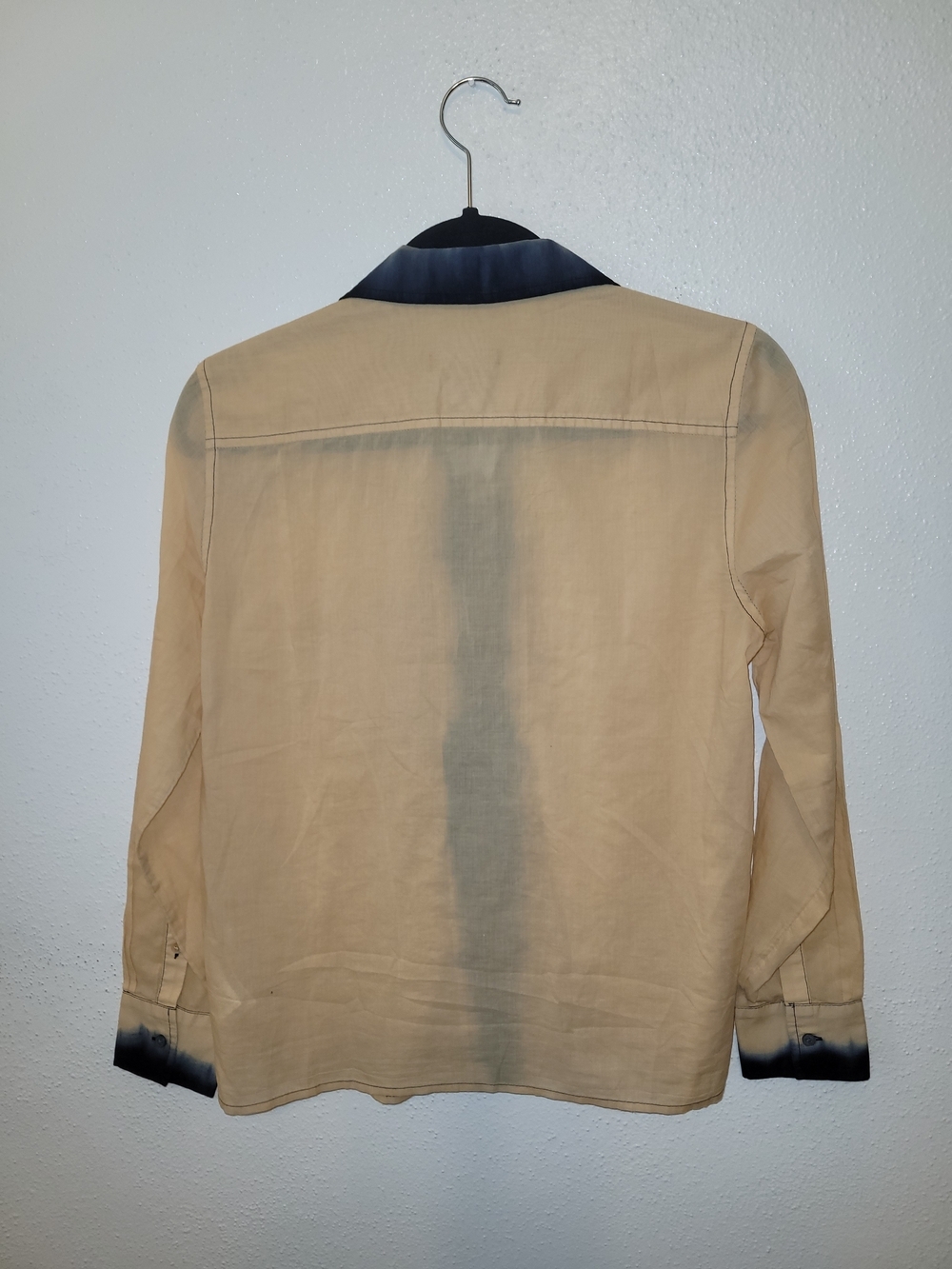 J.Crew Dip-Dye Camp Shirt Soft Buff Multi Tan Navy Button Front Blouse Size 2 NW - Picture 6 of 8